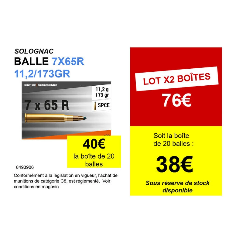 BALLE 7X65 R 11,2g/173gr X20 4 BALLE 7X65 R 11,2g/173gr X20 – Image 2