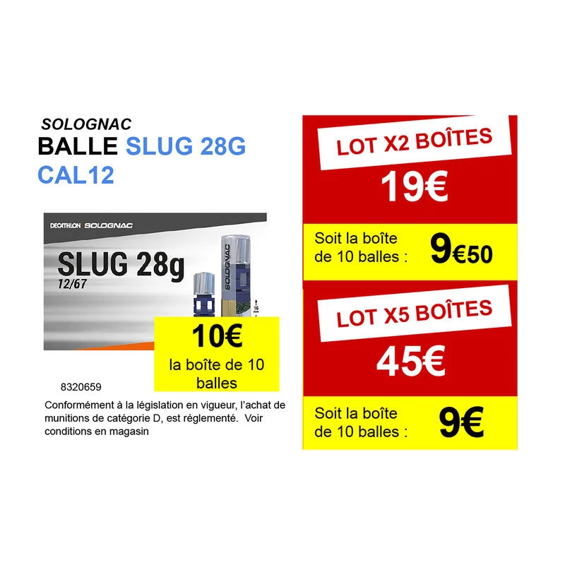 Cartouche Balle Slug 28gr CAL12/67 X10 4 Cartouche Balle Slug 28gr CAL12/67 X10 – Image 2