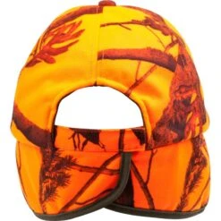 CASQUETTE CHASSE A RABAT CAMOUFLAGE ORANGE -Magasin D'Équipement De Chasse casquette chasse a rabat camouflage orange 9