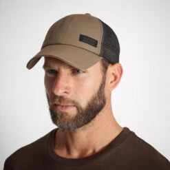 CASQUETTE TRUCKER BEIGE PATCH SOLOGNAC RESISTANT GEAR -Magasin D'Équipement De Chasse casquette trucker beige patch solognac resistant gear 2