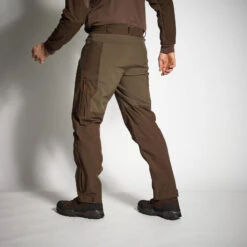 PANTALON CHASSE IMPERMÉABLE RENFORT MARRON 900 BÉCASSE -Magasin D'Équipement De Chasse pantalon chasse impermeable renfort marron 900 becasse 1