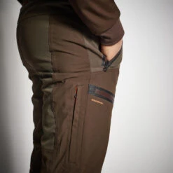 PANTALON CHASSE IMPERMÉABLE RENFORT MARRON 900 BÉCASSE -Magasin D'Équipement De Chasse pantalon chasse impermeable renfort marron 900 becasse 3