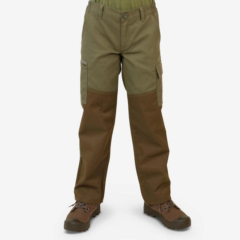 PANTALON RENFORT JUNIOR - 100 VERT ET MARRON 4 PANTALON RENFORT JUNIOR - 100 VERT ET MARRON – Image 2