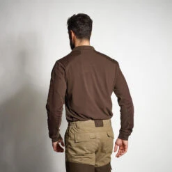 POLO MANCHES LONGUES RENFORT MARRON 100 -Magasin D'Équipement De Chasse polo manches longues renfort marron 100 1