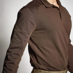 POLO MANCHES LONGUES RENFORT MARRON 100 -Magasin D'Équipement De Chasse polo manches longues renfort marron 100 2