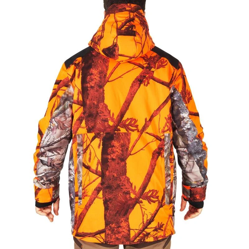 VESTE CHASSE IMPERMÉABLE CHAUDE SILENCIEUSE CAMO FLUO POSTE 500 5 VESTE CHASSE IMPERMÉABLE CHAUDE SILENCIEUSE CAMO FLUO POSTE 500 – Image 3