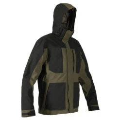 VESTE CHASSE IMPERMEABLE RENFORT VERTE 500