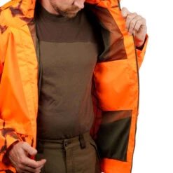 VESTE CHASSE RESISTANTE IMPERMEABLE ORANGE FLUO SUPERTRACK 100 -Magasin D'Équipement De Chasse veste chasse resistante impermeable orange fluo supertrack 100 6
