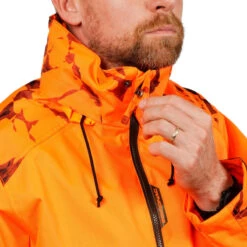 VESTE CHASSE RESISTANTE IMPERMEABLE ORANGE FLUO SUPERTRACK 100 -Magasin D'Équipement De Chasse veste chasse resistante impermeable orange fluo supertrack 100 8