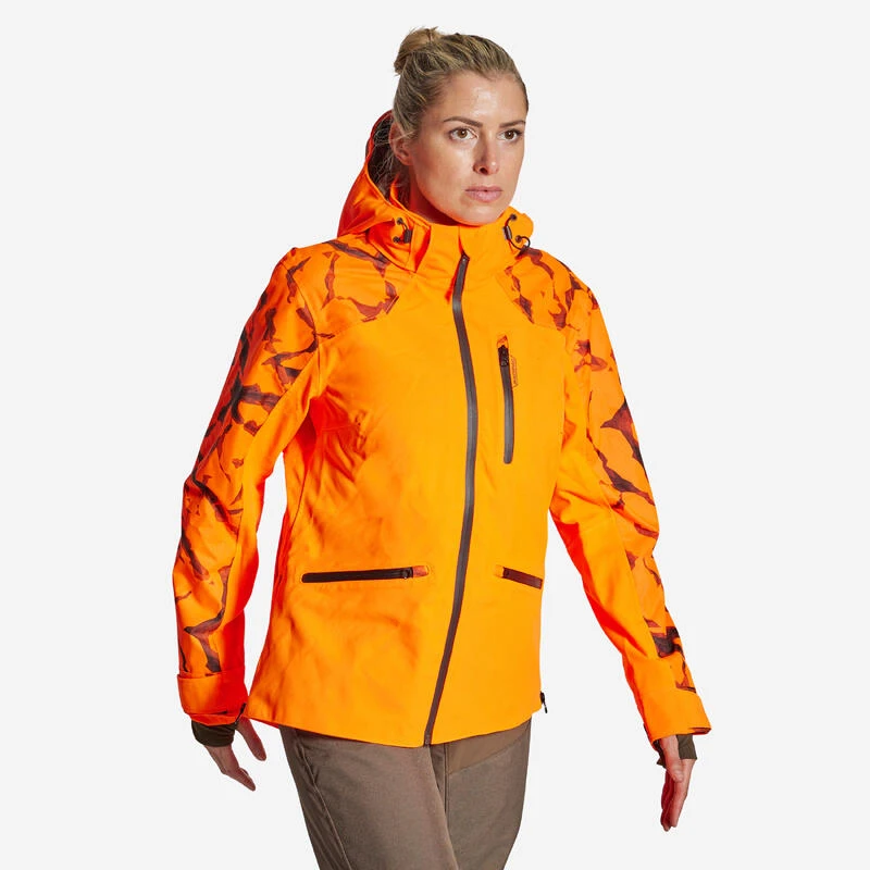 VESTE CHASSE SUPERTRACK FEMME RESISTANTE IMPERMEABLE ORANGE FLUO 500 3 VESTE CHASSE SUPERTRACK FEMME RESISTANTE IMPERMEABLE ORANGE FLUO 500